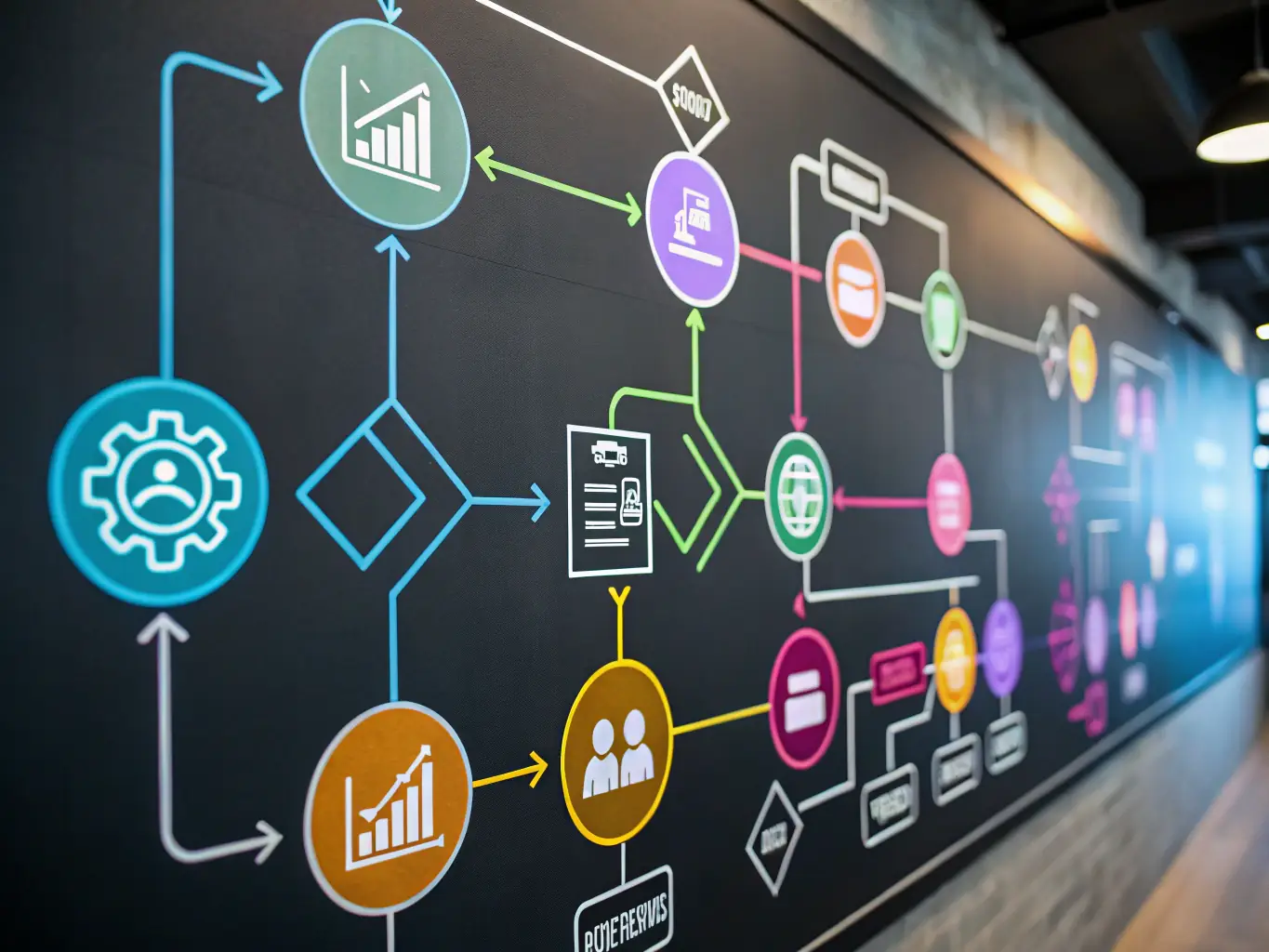 A visually appealing image showing a workflow diagram with interconnected nodes, representing the seamless flow of information and tasks in an automated system.